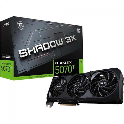 Alligator Shop Placa de Vídeo MSI NVIDIA GeForce RTX 5070 Ti Shadow 3X OC, 16GB, GDDR7, DLSS, Ray Tracing, 912-V531-097 image