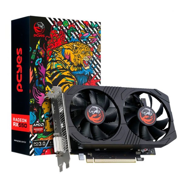 Placa de Vídeo PCYES Radeon RX 550 4GB Dual Fan Graffiti Series 128 Bit ...