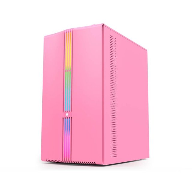 Gabinete Gamer Evolut Lotus Mid Tower LED M-ATX Lateral Vidro Temperado Com Fita LED Rainbow Rosa EG816