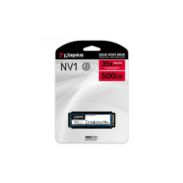 SSD Kingston NV1 500GB M.2 NVMe, 2280 Leitura 2100MBs e Gravação 1700MBs SNVS/500G