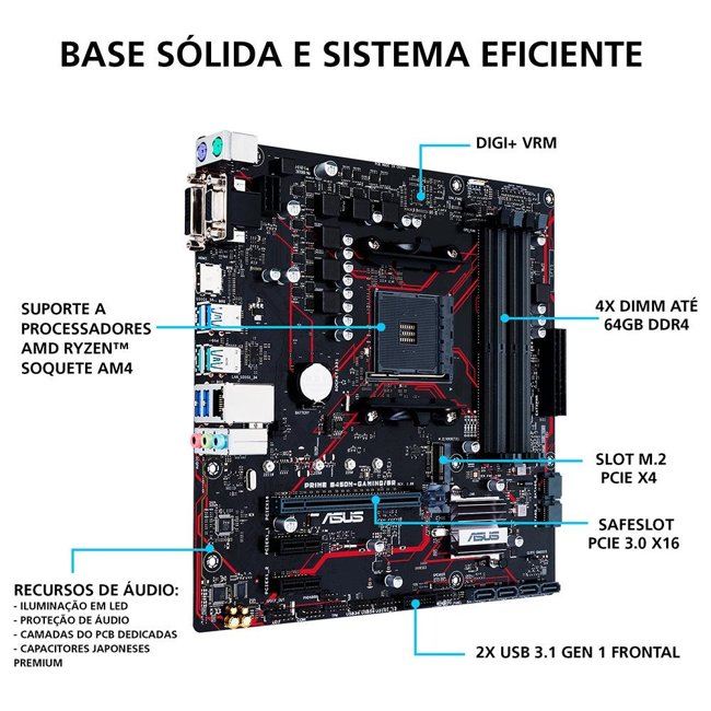 Kit Upgrade AMD Ryzen 5 3600 / Placa Mae Asus Prime B450M-Gaming