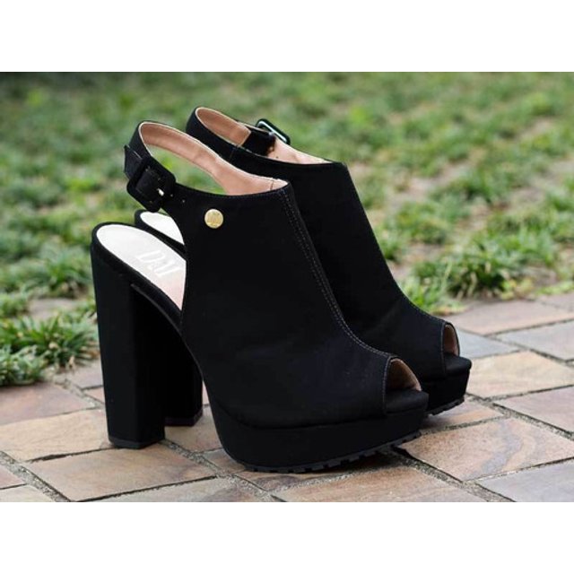 Sandalia Vizzano Ankleboot Salto Grosso Alto com Meia Pata Sola Tratorada  Peep Toe 6466.102 - Banana Shock Calçados