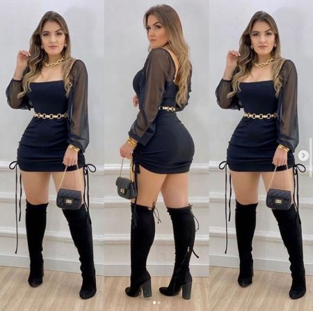 Vestido com fashion bota over