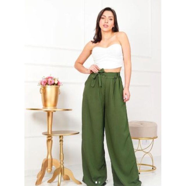 Mell Modus Atacado - Calça pantalona em viscose