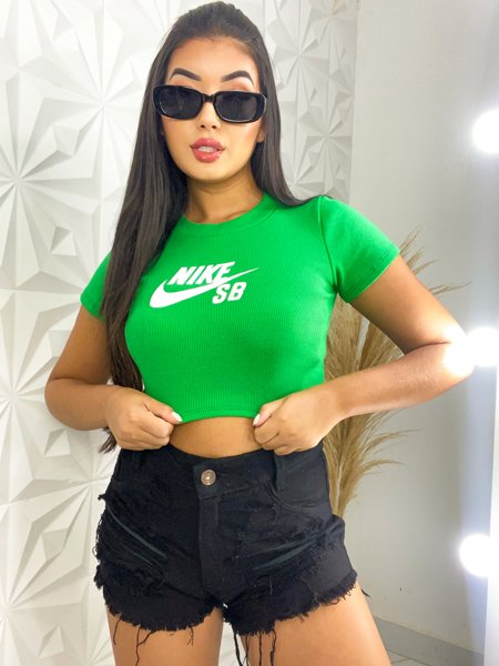 Green nike cheap crop top