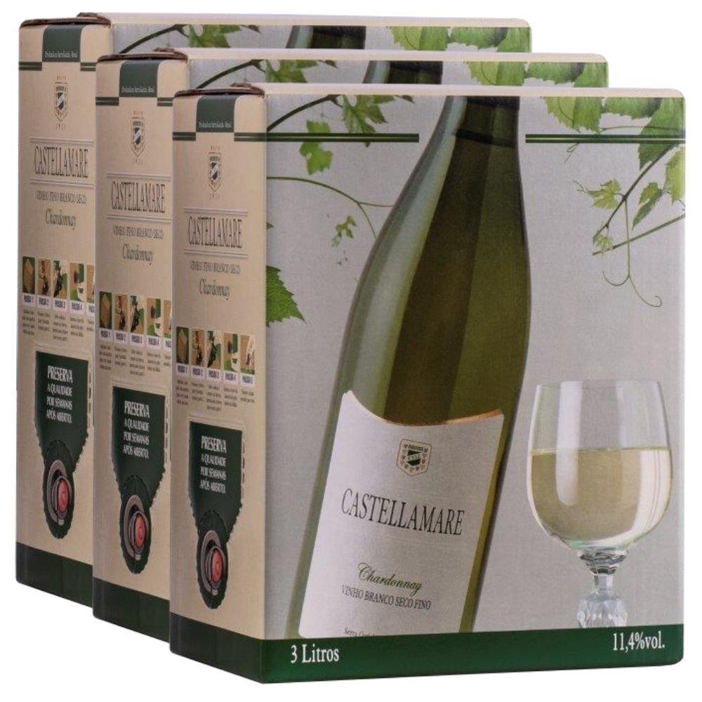 Vinho Chardonnay Bag-in-Box 3L Castellamare - Caixa 3