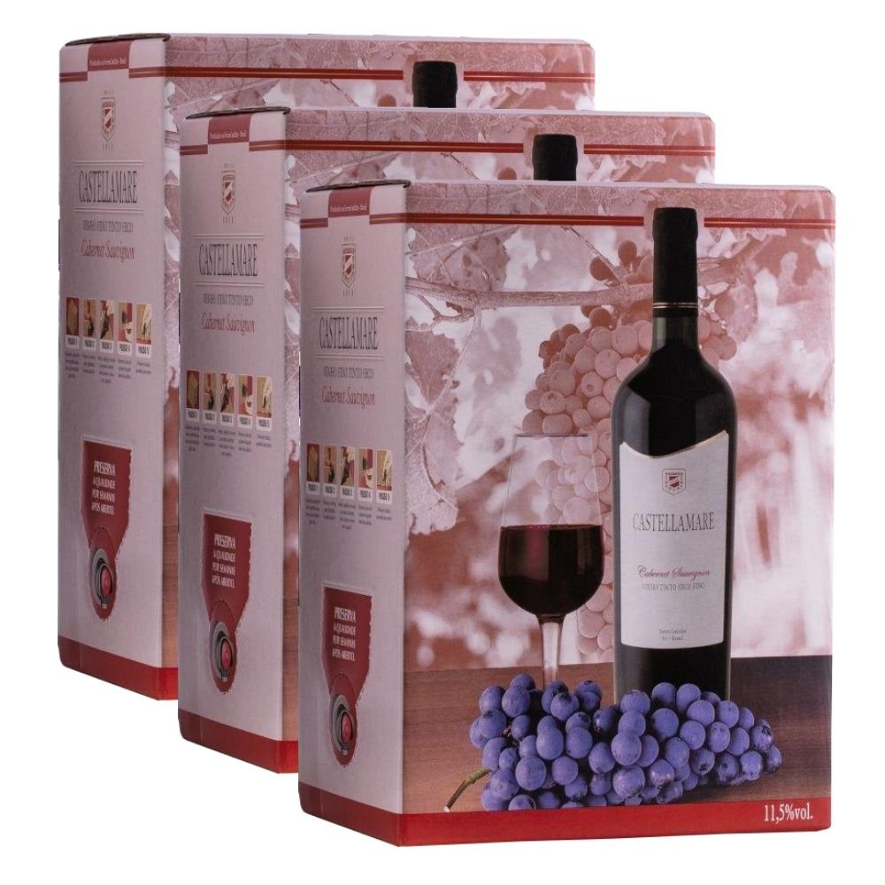 Vinho Cabernet Sauvignon Bag-in-Box 3L Castellamare - Caixa 3