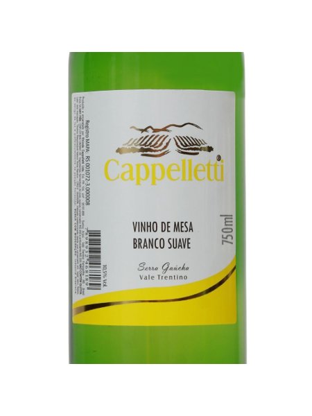 Vinho Branco Suave 750ml Cappelletti