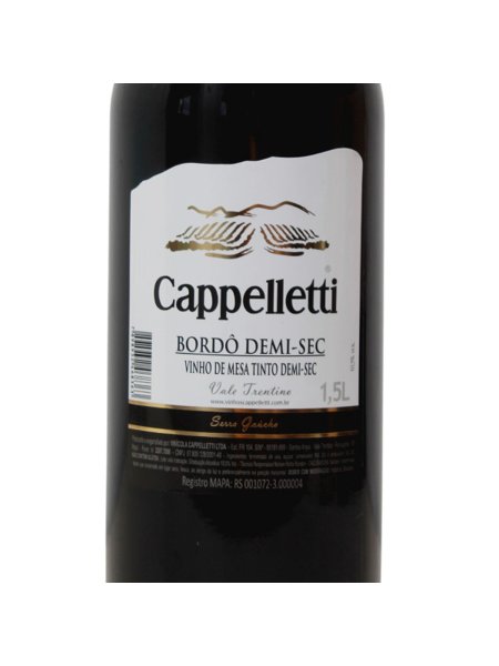 Vinho Bordô Demi-Sec 1,5L Cappelletti