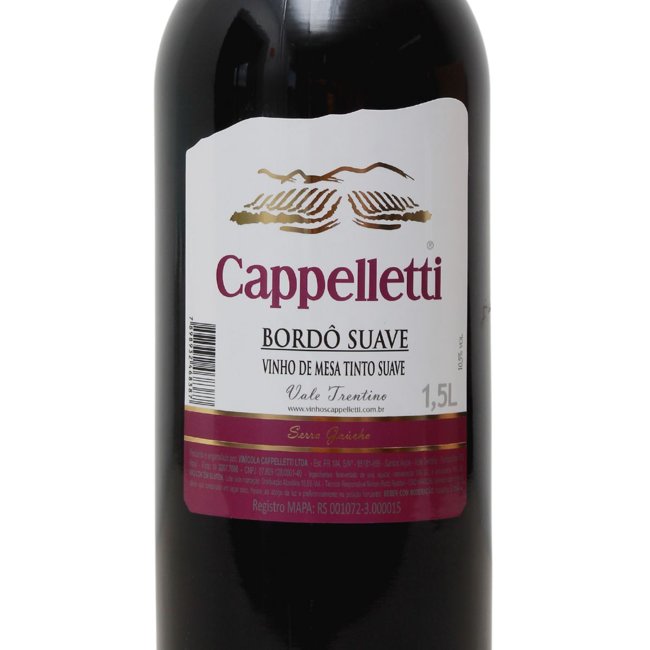Vinho Bordô Suave 1,5L Cappelletti