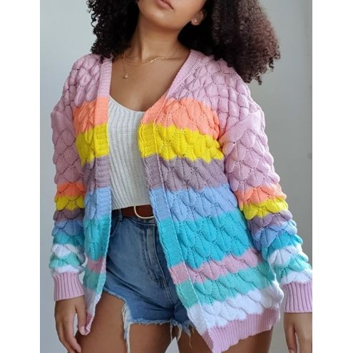 Blusa lã colorida clearance