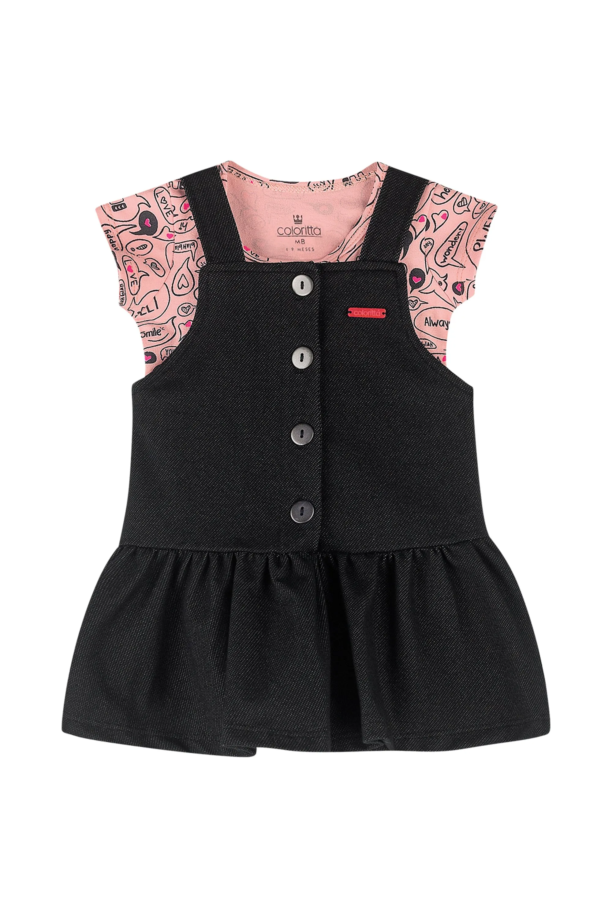 Salopete Colorittá com Body Rosa Gente que Cresce Moda Kids