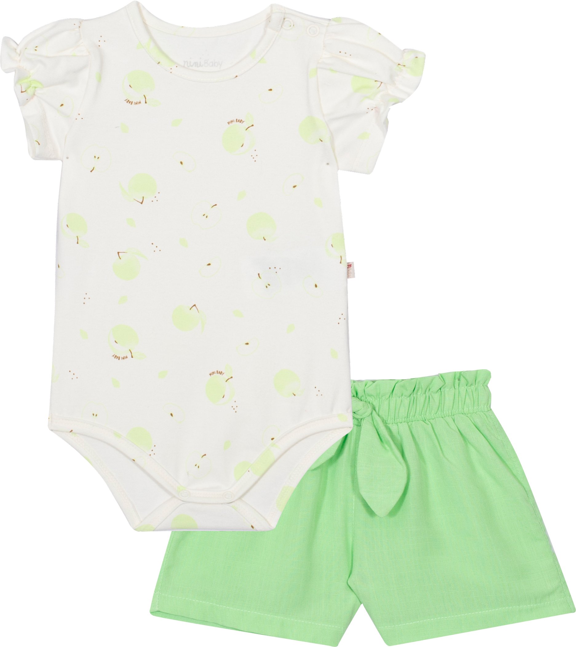 Conjunto Body em Cotton e Viscolinho Maçã Verde - Nini Bambini