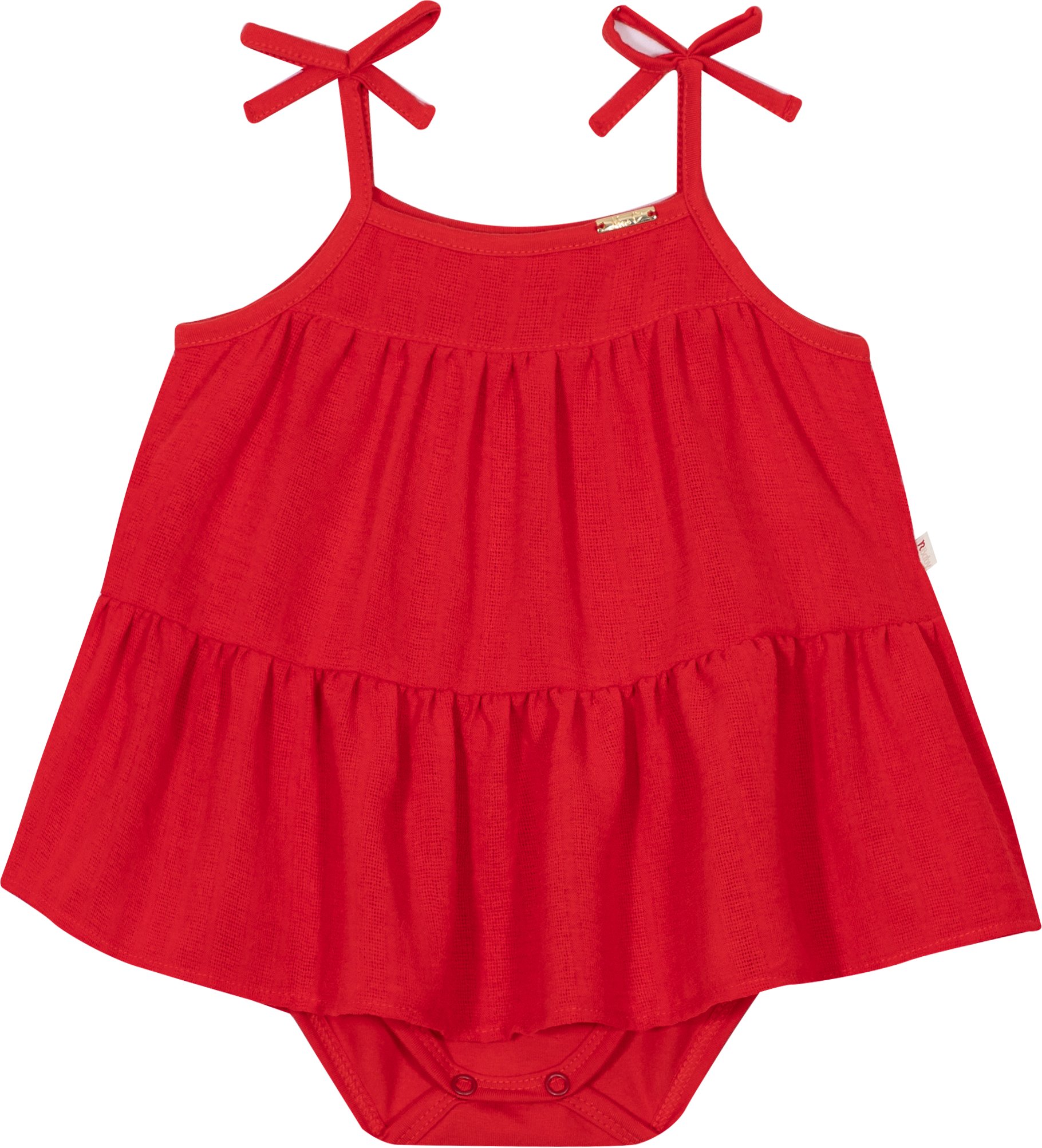 Body Vestido em Cotton e Tecido Jacquard Vermelho - Nini Bambini
