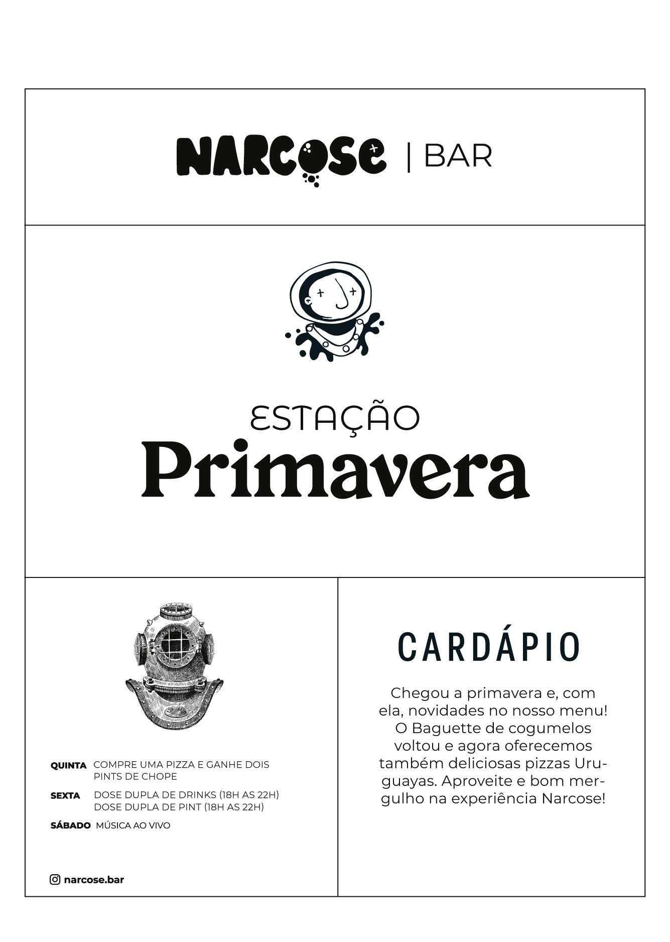 Cardápio  Cardápio Primeiro Bar