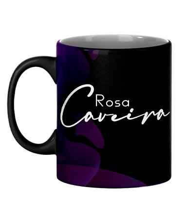 Caneca Preta Personalizada Rosa Caveira Melhor Qualidade!!!