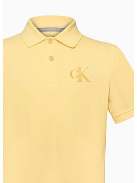 Polo Calvin Klein Infantil Amarela Logo Ck