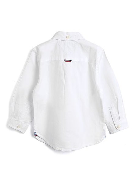 Camisa Tommy Hilfiger Infantil Manga Longa Branca Bright White