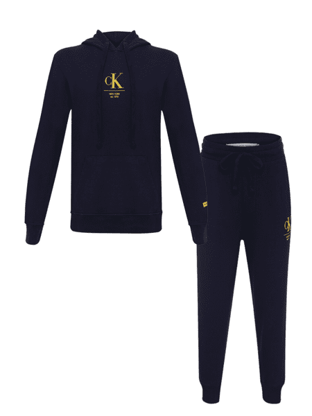 Conjunto Moletom Calvin Klein Jeans Infantil Logo CK New York Marinho