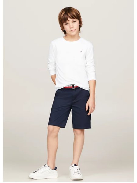 Camiseta Tommy Hilfiger Infantil Manga Longa Boys Basic Bright White
