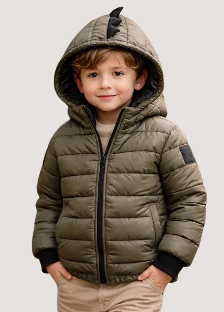Jaqueta Youccie Matelassê com alças Verde Militar | Boys Concept