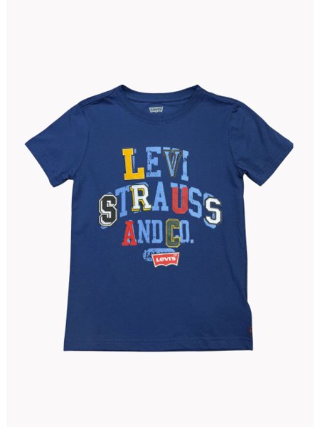 Camiseta Levis Infantil Manga Curta Azul Scrapbook