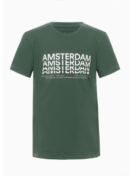 Camiseta Calvin Klein Jeans Infantil Cidades Amsterdam Verde