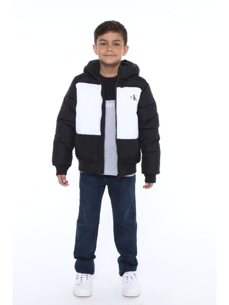 Jaqueta Calvin Klein Jeans Infantil Bomber Colorblock Preto