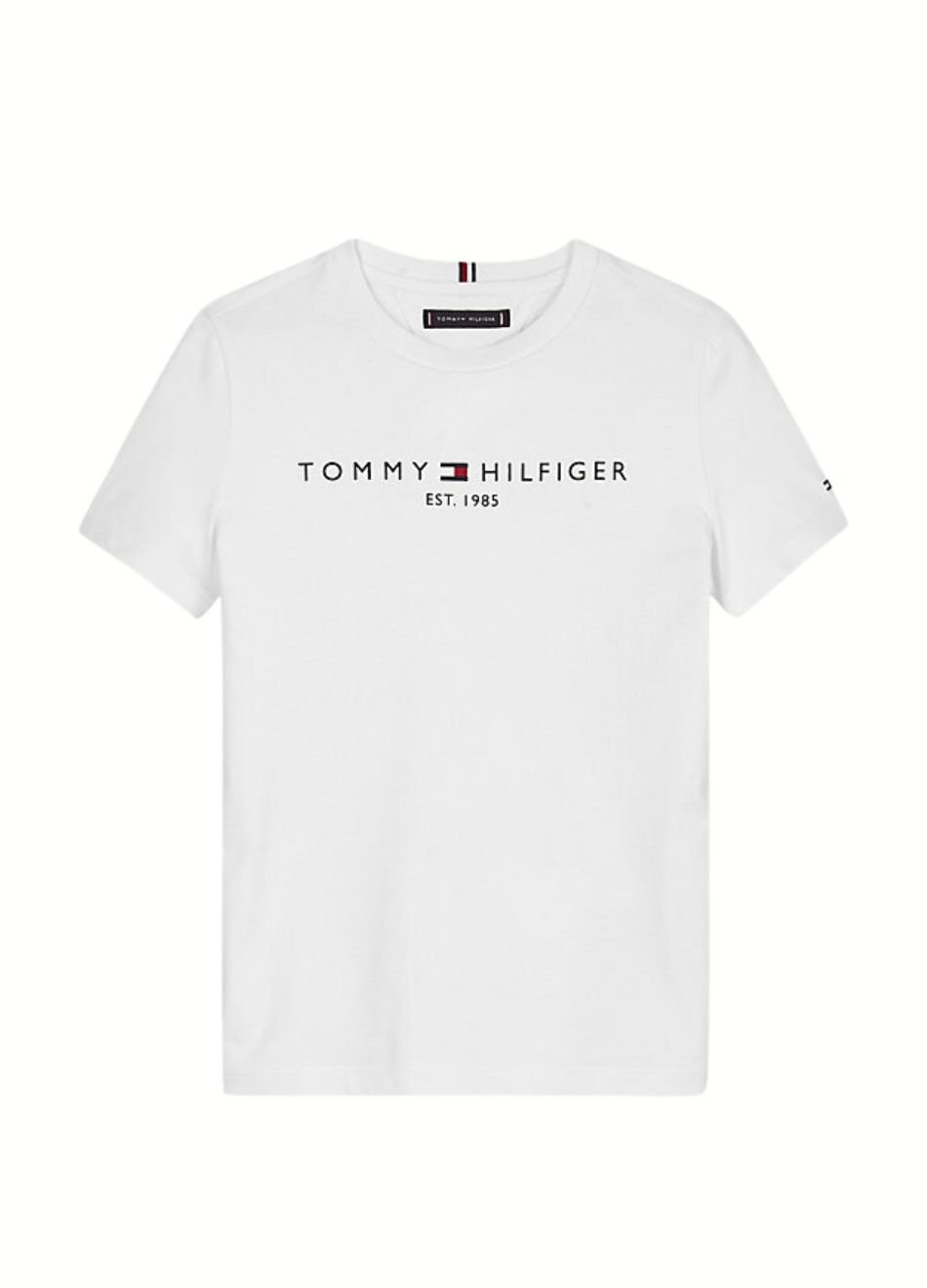 Camiseta Tommy Hilfiger Infantil Vermelha Logo Peito Essential Tee