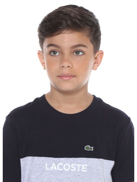 Camiseta Lacoste Infantil em Jérsei de Algodão Orgânico Colorblock