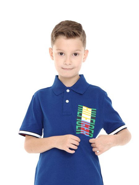 Polo Tommy Hilfiger Infantil Flag Badge Azul Royal