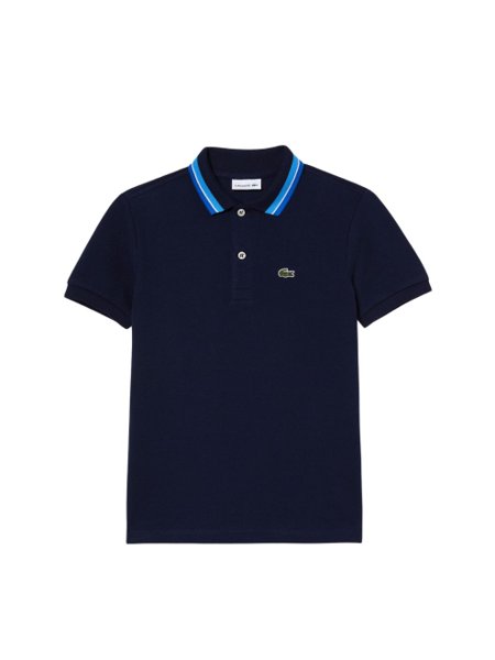 Polo Lacoste Infantil Piquet Marinho Gola Listrada QRN