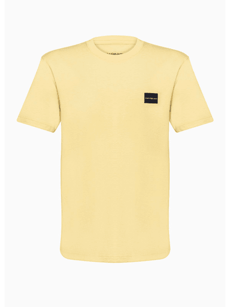Camiseta Calvin Klein Jeans Infantil Logo Retângulo Peito Amarela