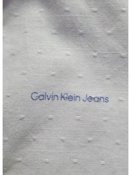 Camisa Calvin Klein Infantil Manga Longa Maquinetada Branca