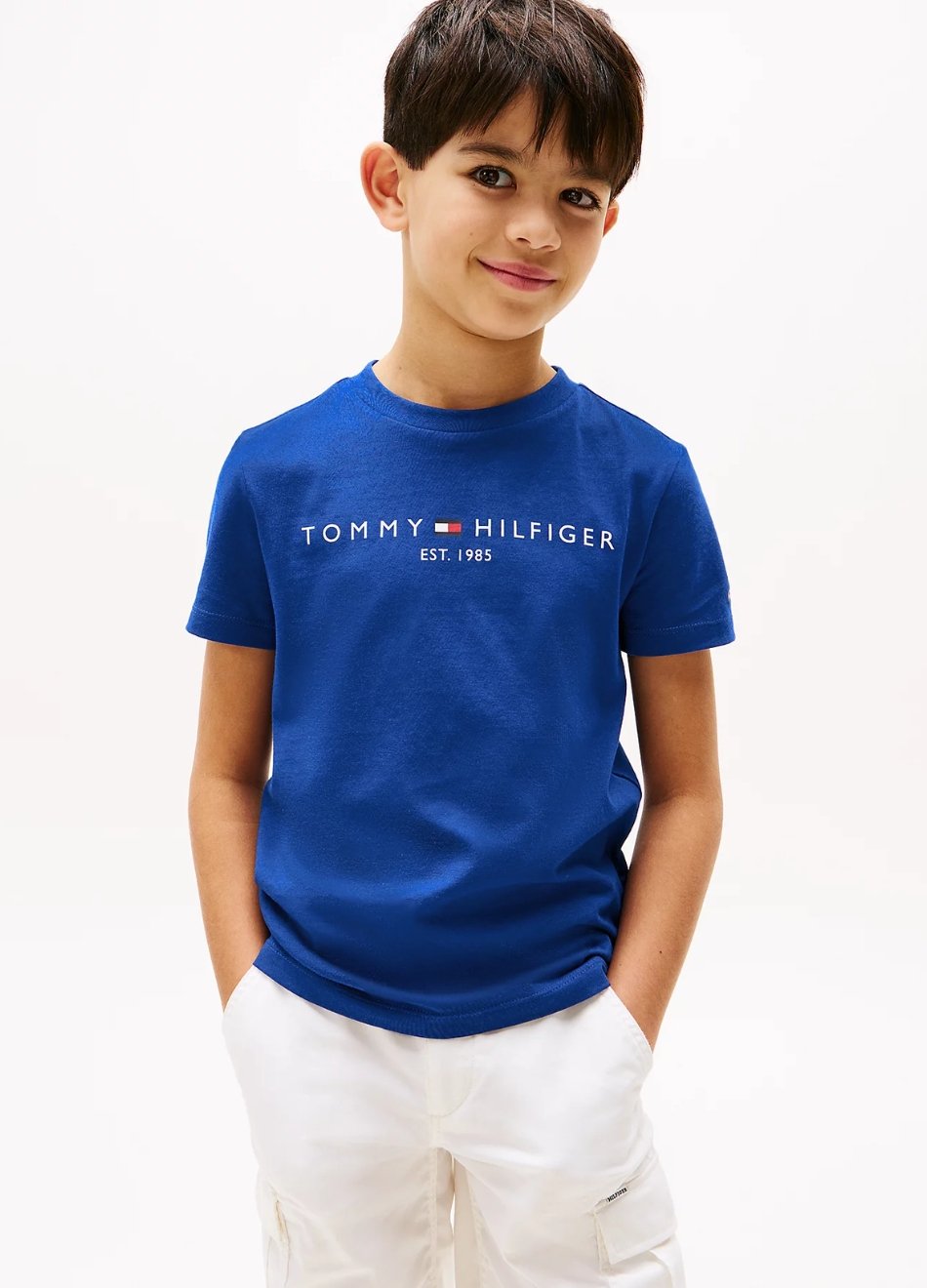 Tommy Hilfiger maglia bambino con logo jacquard blu