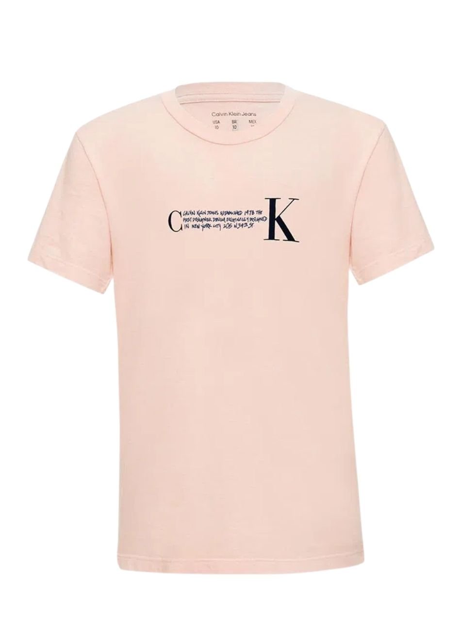 Camiseta Calvin Klein Jeans Infantil C texto K Rosa