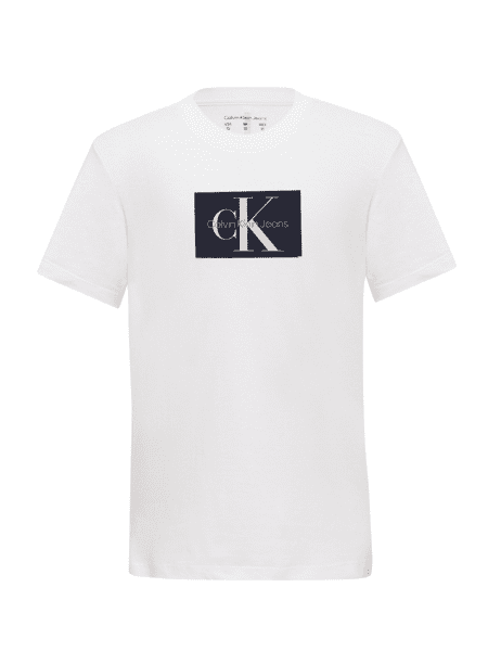 Camiseta Calvin Klein Jeans Infantil CK Quadro-Azul-Petróleo Branca