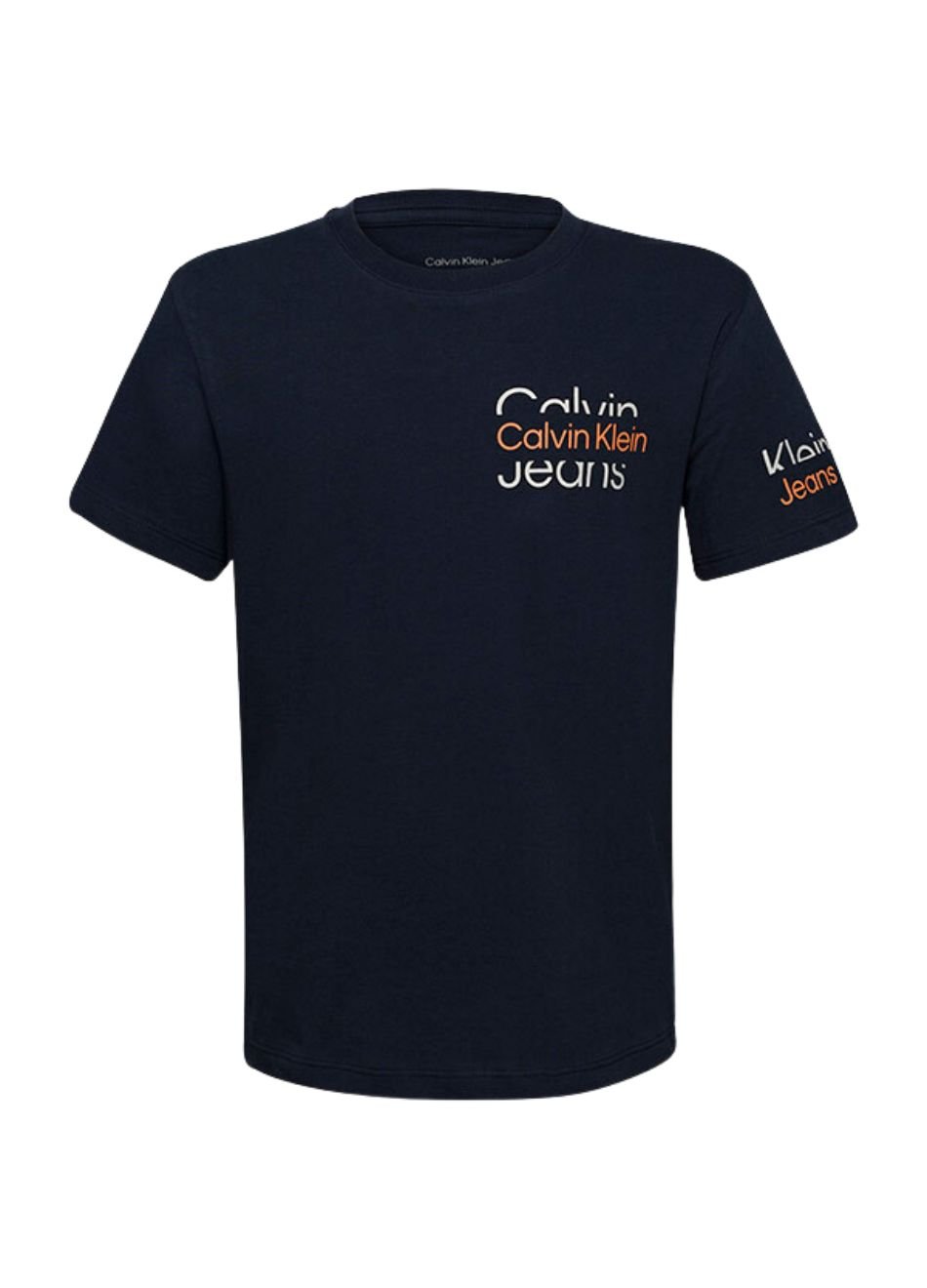 Camiseta Calvin Klein Jeans Infantil Logo Crop Marinho