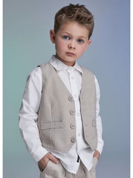 Colete Social Youccie Infantil Alfaiataria Areia Boys Concept