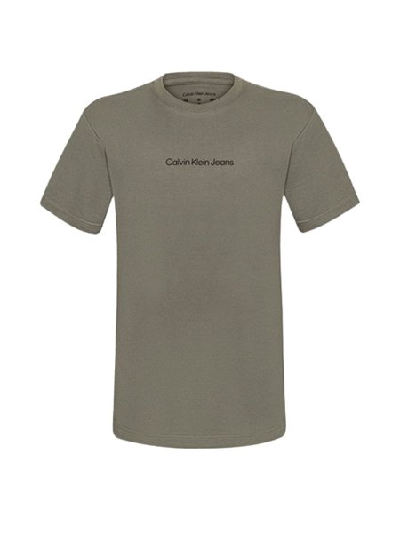 Camiseta Calvin Klein Jeans Infantil Logo Básica Verde Militar