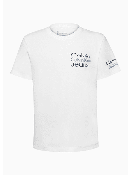 Camiseta Calvin Klein Jeans Infantil Logo Crop Branca
