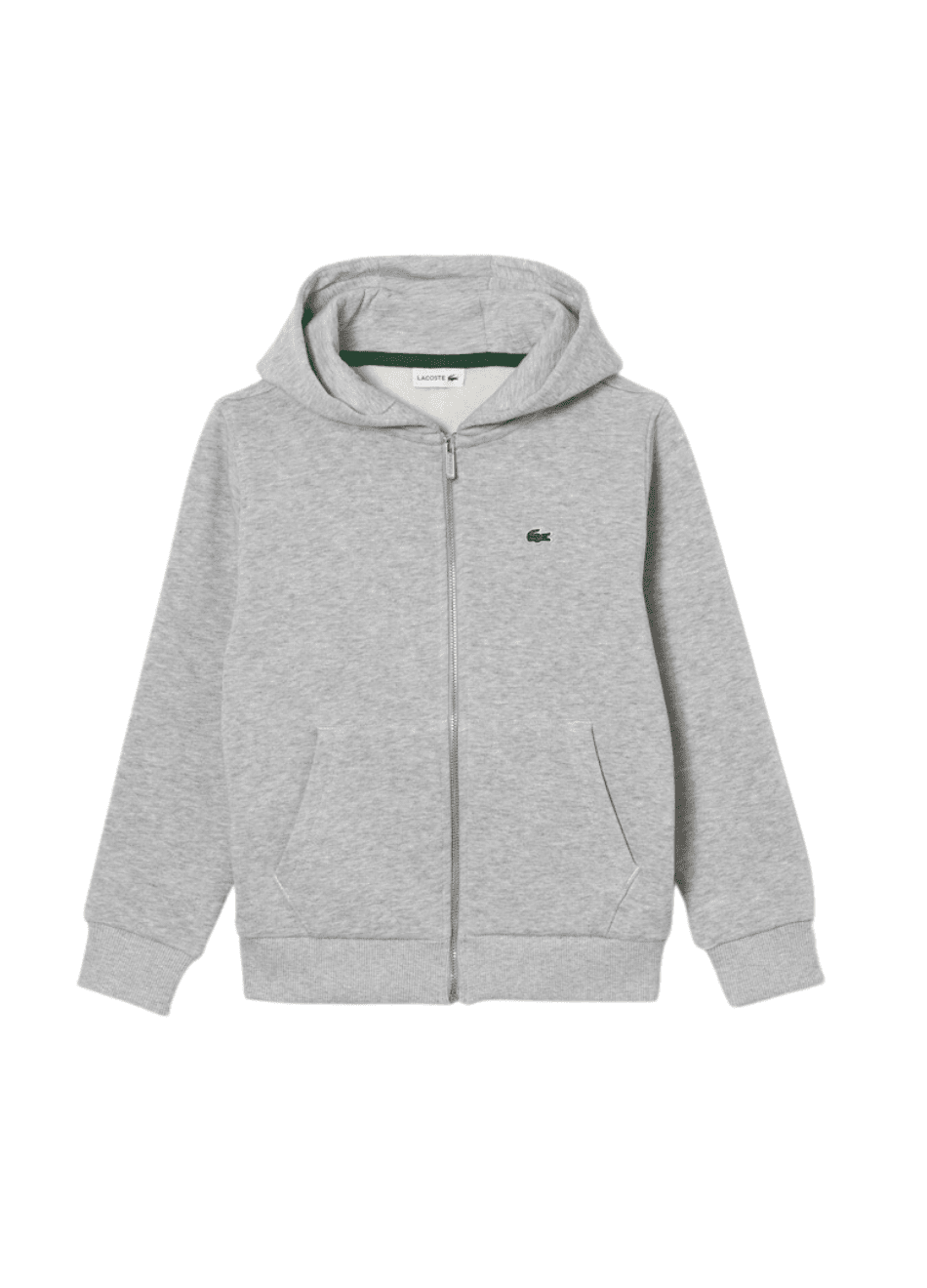 Casaco Moletom Lacoste Infantil Flanelado Zíper/Capuz Cinza