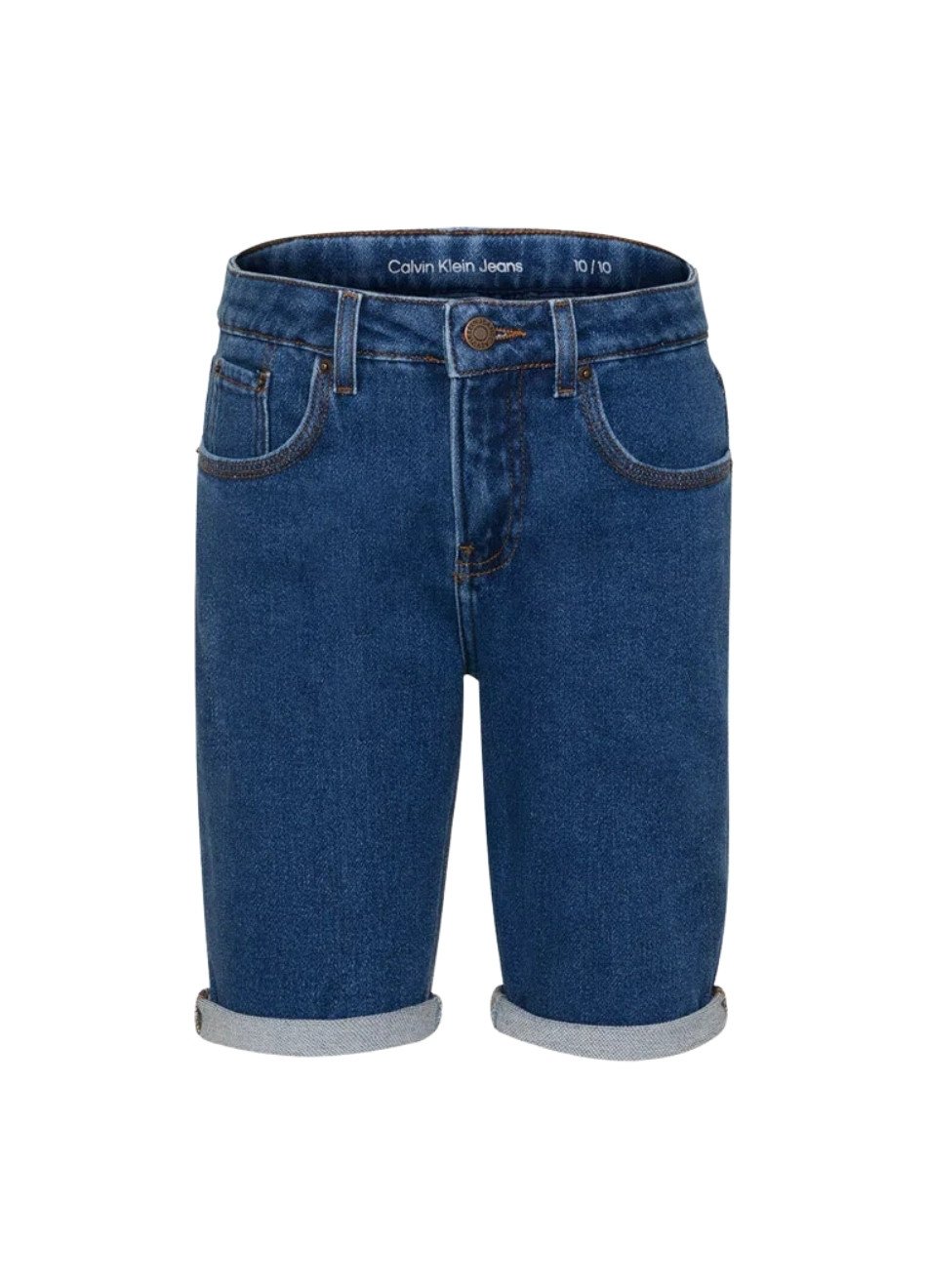 Bermuda Calvin Klein Infantil Moletom/Jeans  Azul Escuro