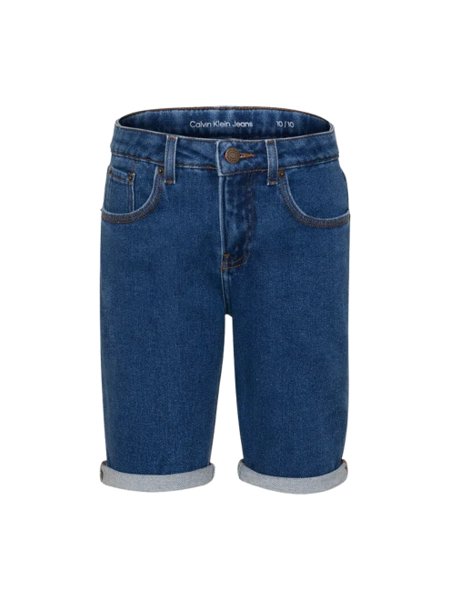 Bermuda Calvin Klein Infantil Moletom/Jeans  Azul Escuro