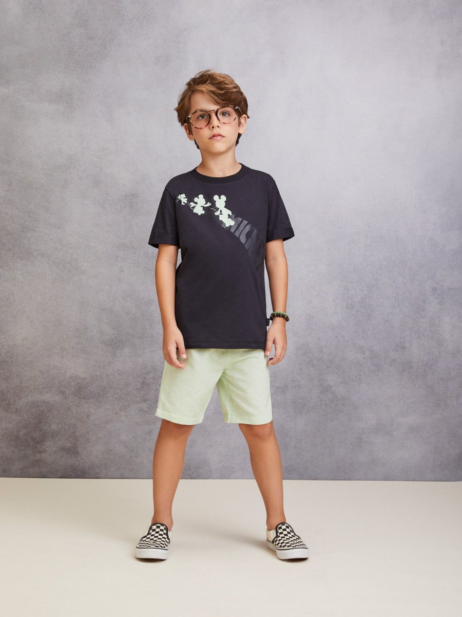 Conjunto 2 peças Youccie Mickey Camiseta/Bermuda Preto/Verde