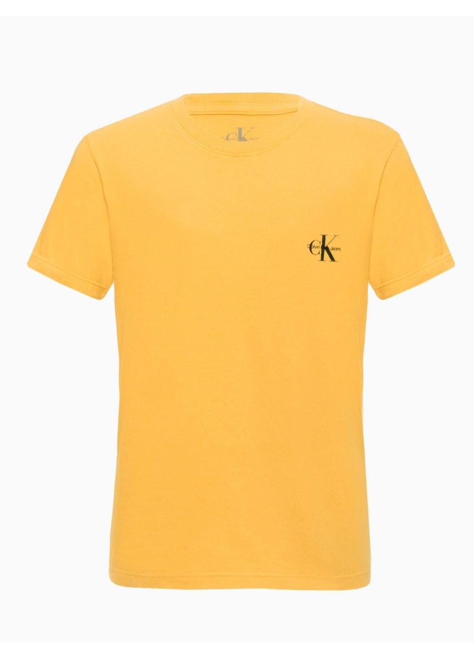 Camiseta Calvin Klein Jeans Infantil Logo Peito Amarela