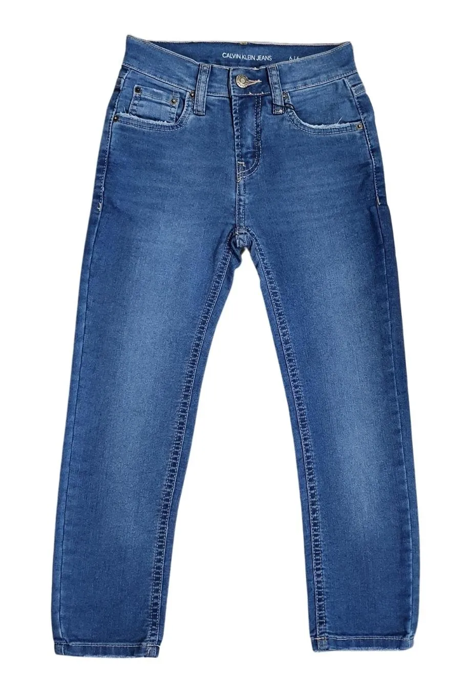 Calça Jeans Calvin Klein Infantil Five Pockets Skinny Azul