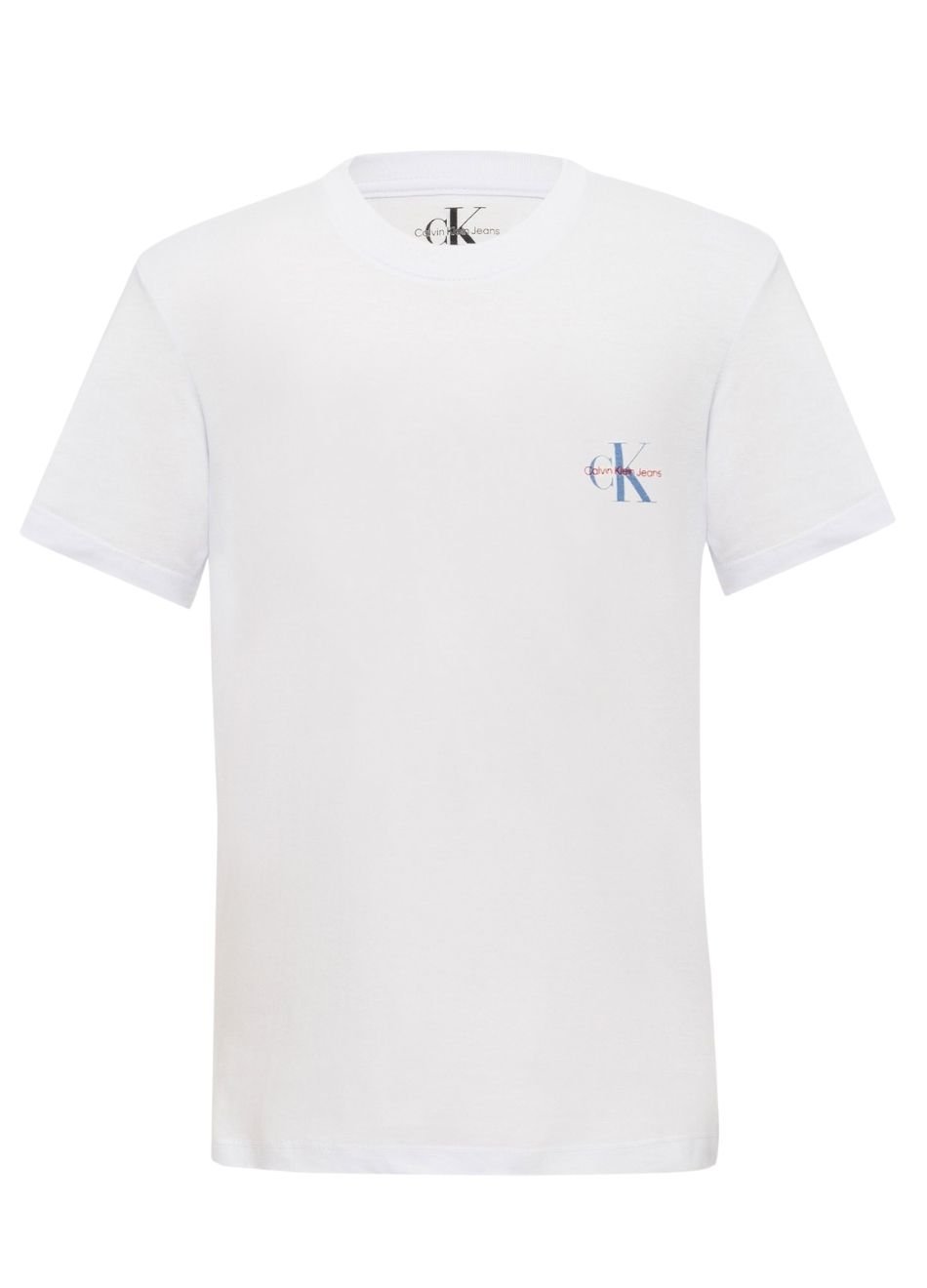Camiseta Calvin Klein Jeans Infantil Logo Peito Branca