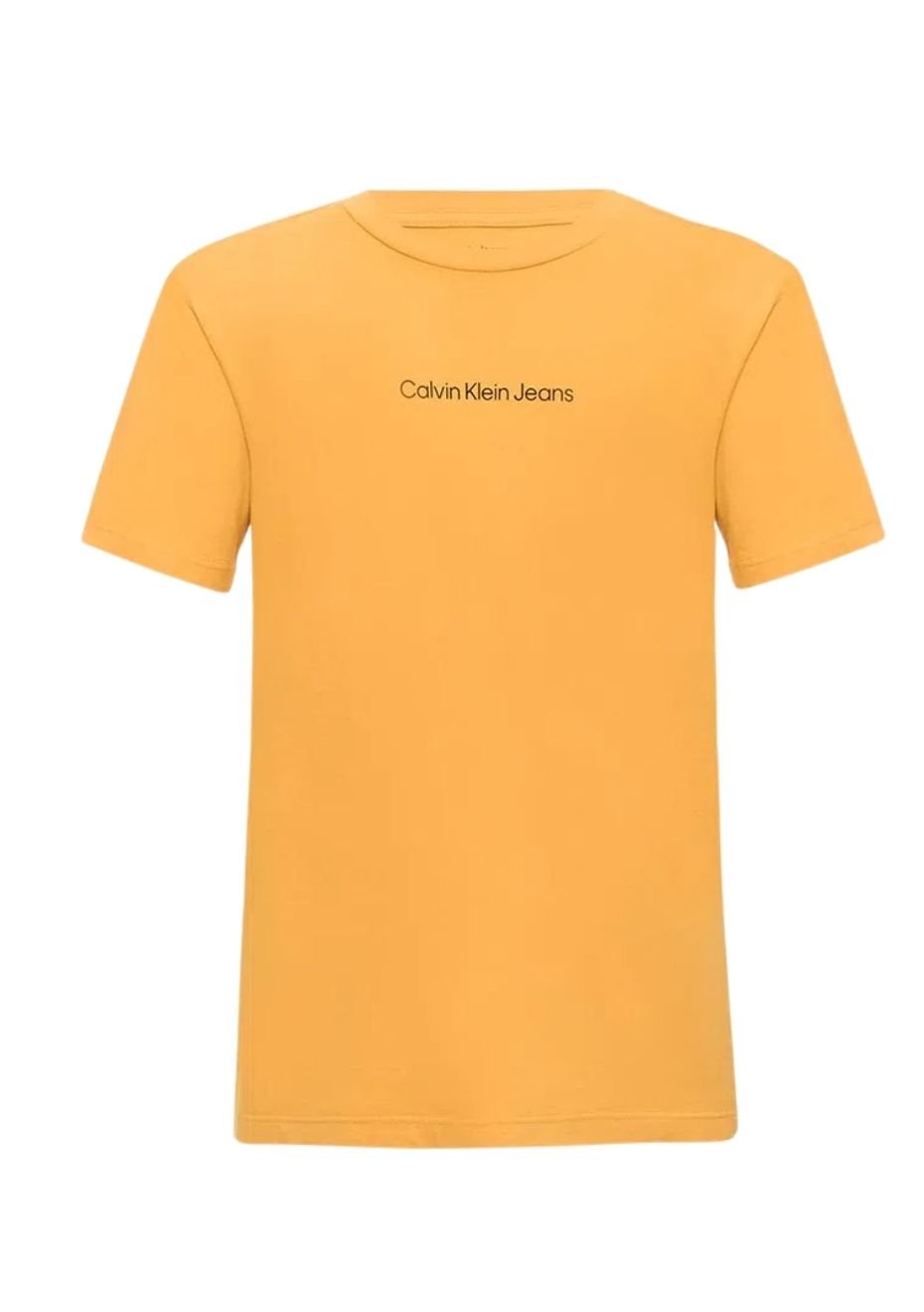 Camiseta Calvin Klein Jeans Infantil Logo Básica Amarela