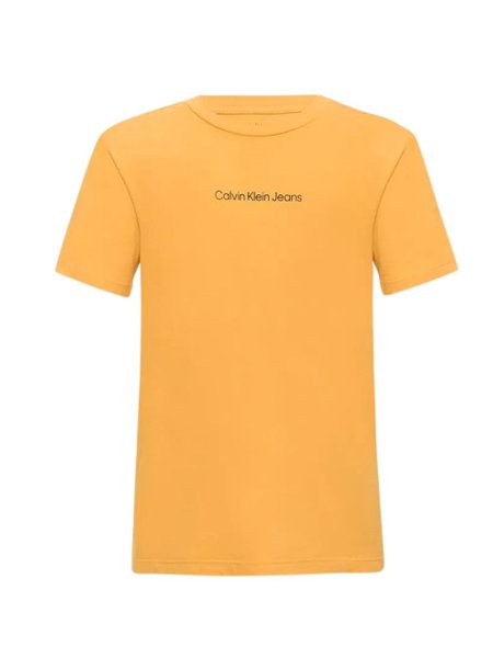 Camiseta Calvin Klein Jeans Infantil Logo Básica Amarela